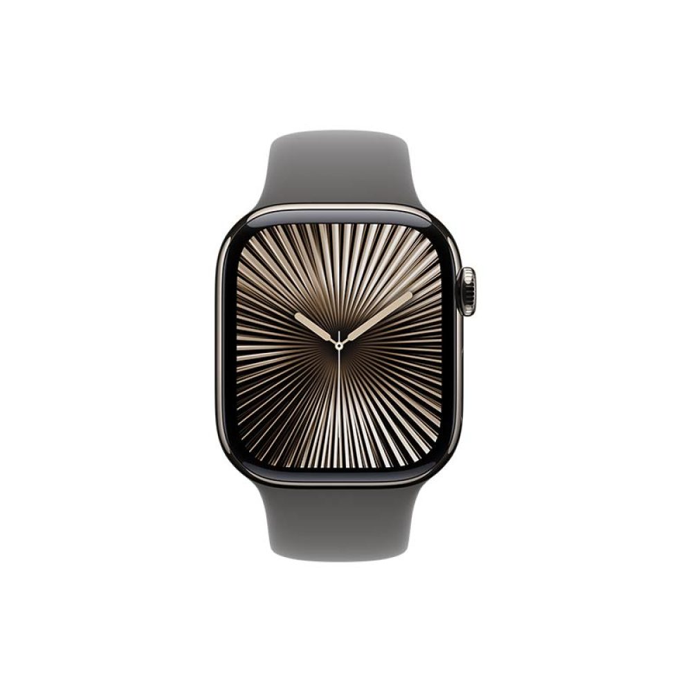 Apple Watch Series 10 GPS + Cellular, Titangehäuse 42 mm Natur mit Sportarmband Steingrau