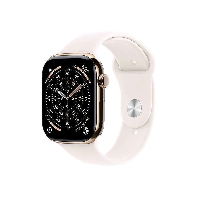 Apple Watch Series 11 GPS + Cellular, 46 mm Titangehäuse Gold mit Sportarmband Blassrosa – Bild 2