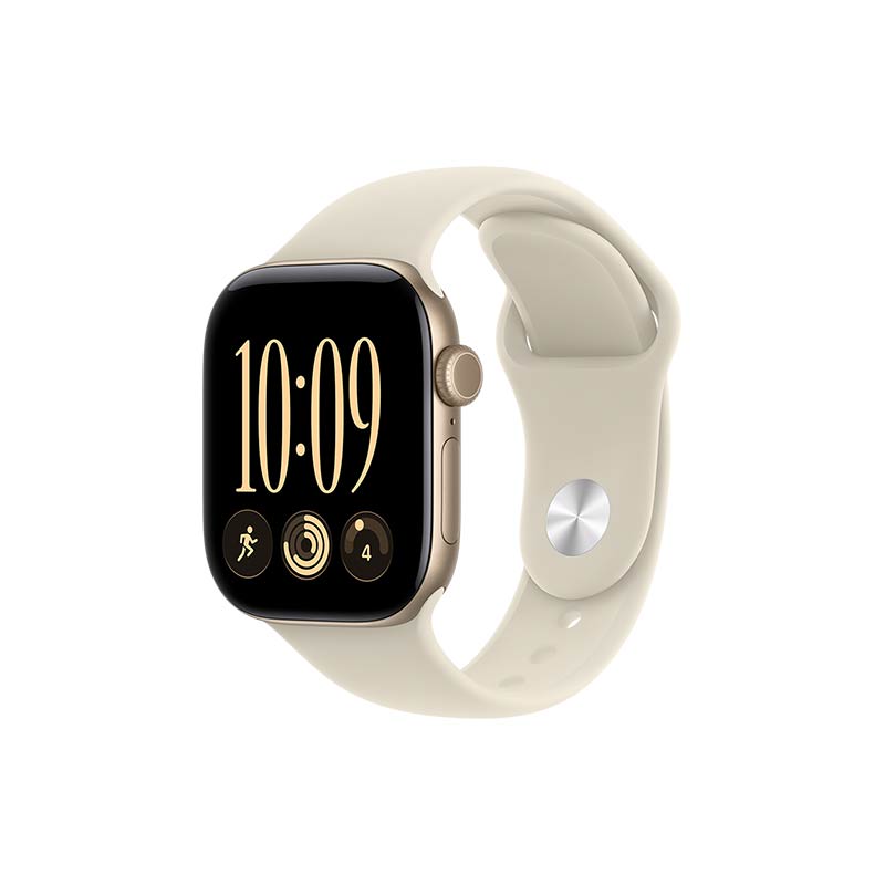 Apple Watch Series 12 GPS + Cellular, 42 mm Aluminiumgehäuse Lichtgold mit Sportarmband Sand – Bild 2