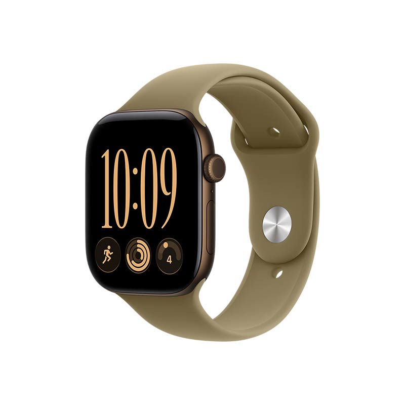 Apple Watch Series 12 GPS, 46 mm Aluminiumgehäuse Dunkelbronze mit Sportarmband Oliv – Bild 2