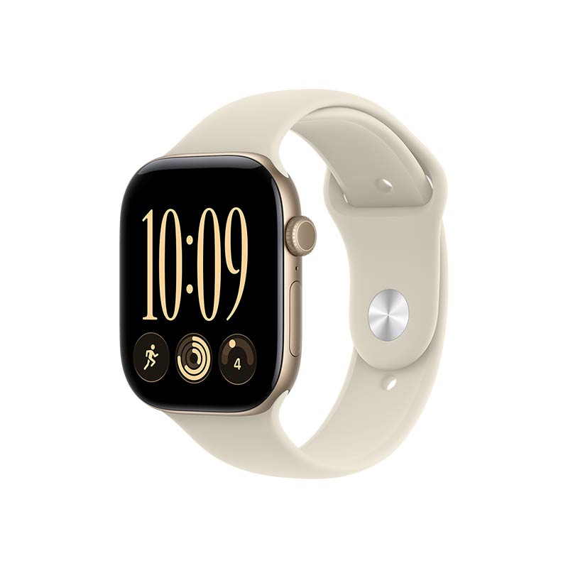 Apple Watch Series 12 GPS + Cellular, 46 mm Aluminiumgehäuse Lichtgold mit Sportarmband Sand – Bild 2