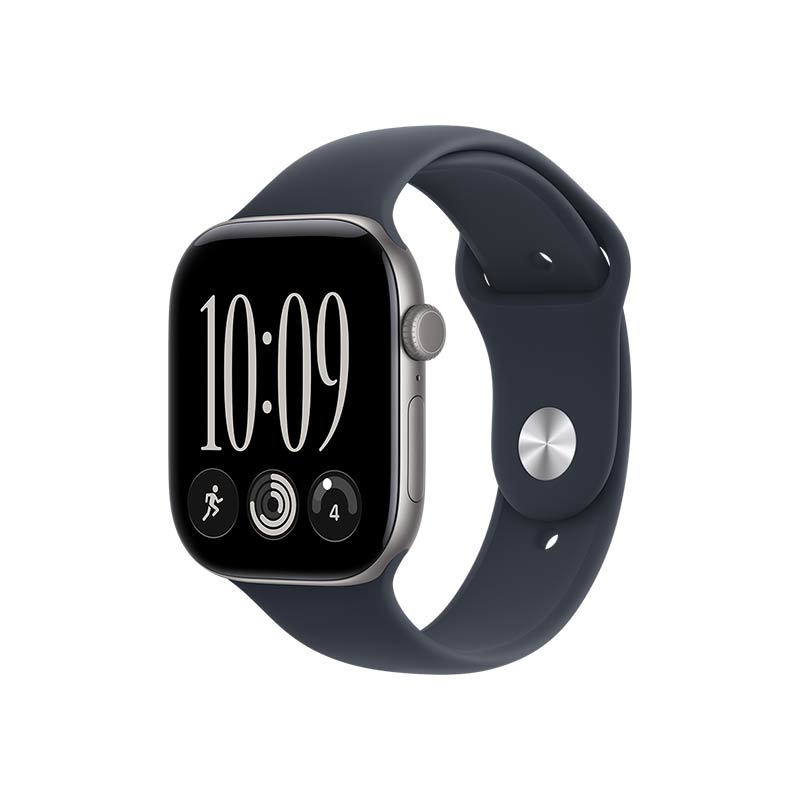 Apple Watch Series 12 GPS, 46 mm Aluminiumgehäuse Space Grau mit Sportarmband Navyblau – Bild 2