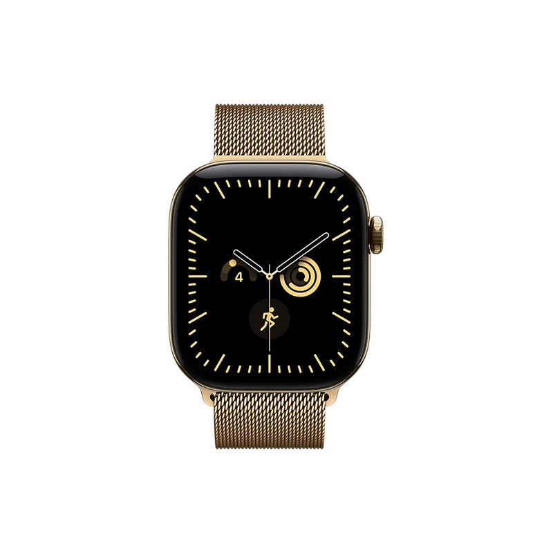 Apple Watch Series 12 GPS + Cellular, 42 mm Titangehäuse Brillantgold mit Milanaise Armband Brillantgold