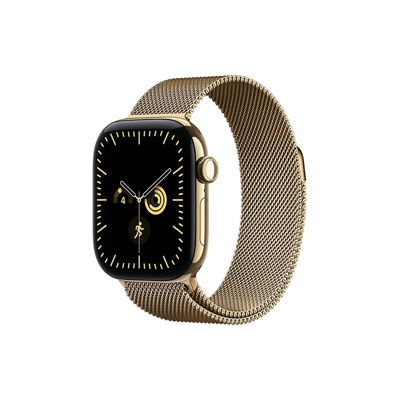 Apple Watch Series 12 GPS + Cellular, 42 mm Titangehäuse Brillantgold mit Milanaise Armband Brillantgold – Bild 2