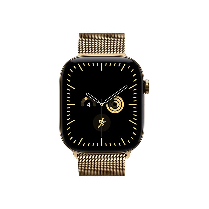 Apple Watch Series 12 GPS + Cellular, 46 mm Titangehäuse Brillantgold mit Milanaise Armband Brillantgold