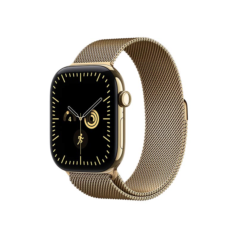 Apple Watch Series 12 GPS + Cellular, 46 mm Titangehäuse Brillantgold mit Milanaise Armband Brillantgold – Bild 2