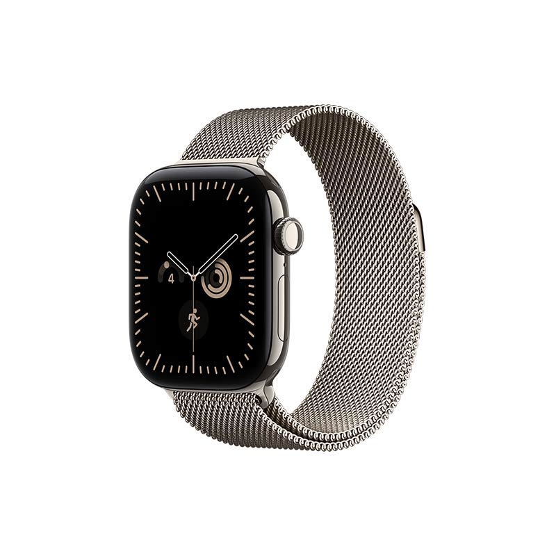 Apple Watch Series 12 GPS + Cellular, 42 mm Titangehäuse Natur mit Milanaise Armband Natur – Bild 2