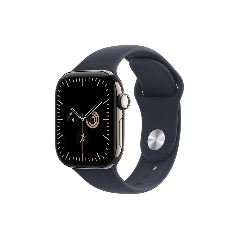 Apple Watch Series 12 GPS + Cellular, 42 mm Titangehäuse Natur mit Sportarmband Navyblau – Bild 2