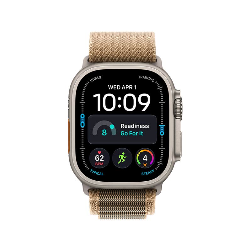 Apple Watch Ultra 4 GPS + Cellular, 49 mm Titangehäuse Natur mit Alpine Loop Wüstensand