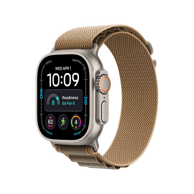 Apple Watch Ultra 4 GPS + Cellular, 49 mm Titangehäuse Natur mit Alpine Loop Wüstensand – Bild 2
