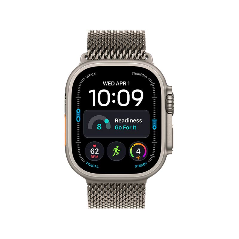 Apple Watch Ultra 4 GPS + Cellular, 49 mm Titangehäuse Natur mit Milanaise Armband Titan Natur