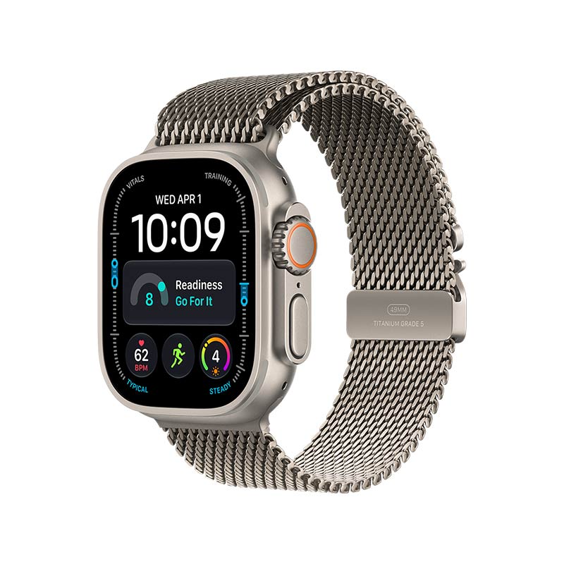 Apple Watch Ultra 4 GPS + Cellular, 49 mm Titangehäuse Natur mit Milanaise Armband Titan Natur – Bild 2