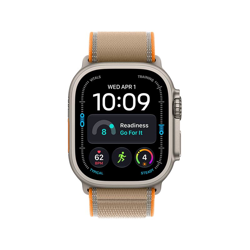 Apple Watch Ultra 4 GPS + Cellular, 49 mm Titangehäuse Natur mit Trail Loop Sand