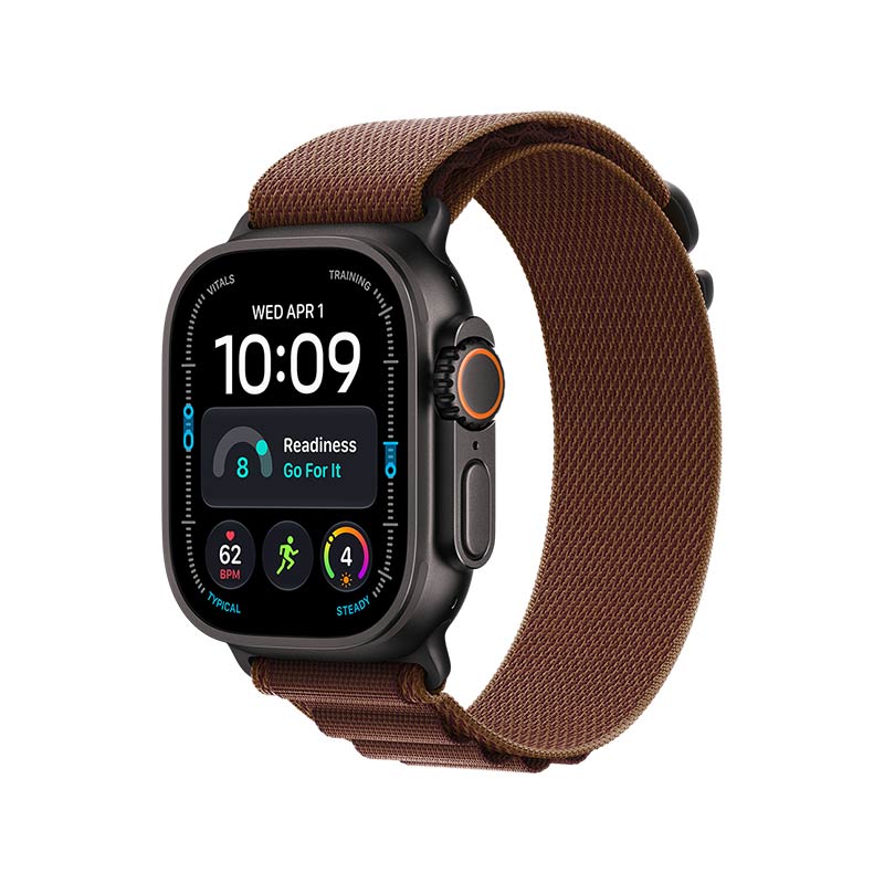Apple Watch Ultra 4 GPS + Cellular, 49 mm Titangehäuse Schwarz mit Alpine Loop Burgunder – Bild 2