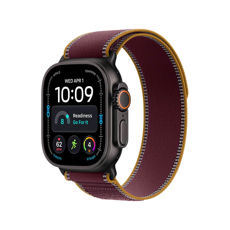 Apple Watch Ultra 4 GPS + Cellular, 49 mm Titangehäuse Schwarz mit Trail Loop Burgunder – Bild 2